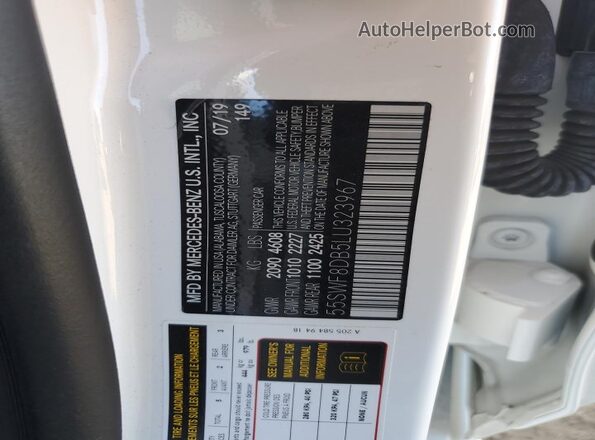 55SWF8DB5LU323967 2020 MERCEDES-BENZ C White ძრავის განყოფილების ხედი