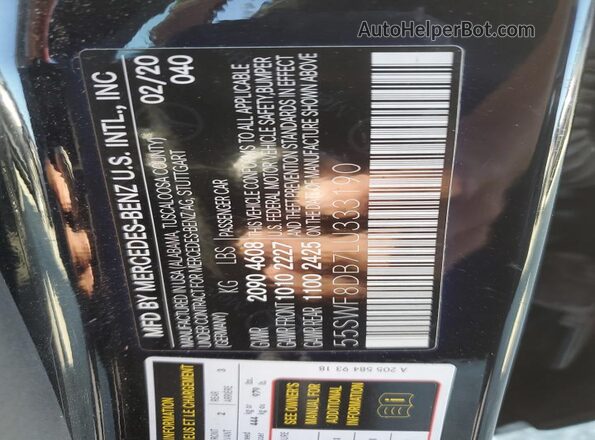 55SWF8DB7LU333190 2020 MERCEDES-BENZ C Black Engine compartment view