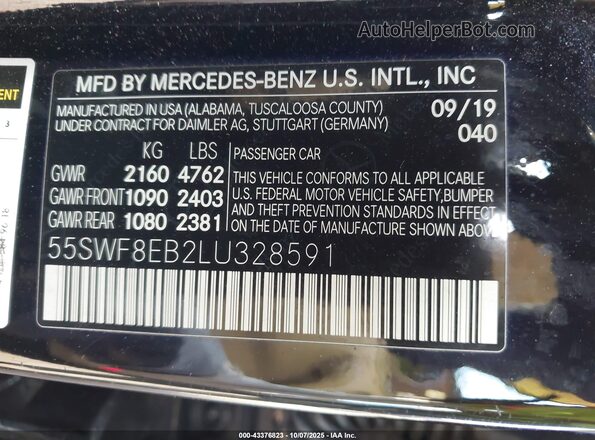 55SWF8EB2LU328591 2020 MERCEDES-BENZ C-CLASS Black Շարժիչի բաժամունքի տեսք
