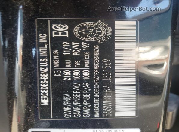55SWF8EB2LU331569 2020 MERCEDES-BENZ C Black ძრავის განყოფილების ხედი