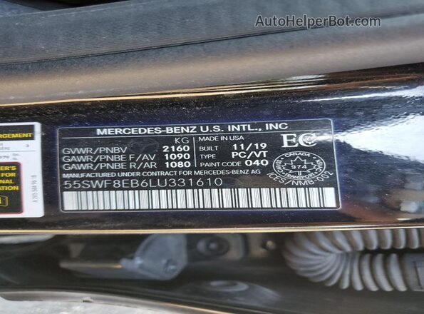 55SWF8EB6LU331610 2020 MERCEDES-BENZ C Black Շարժիչի բաժամունքի տեսք