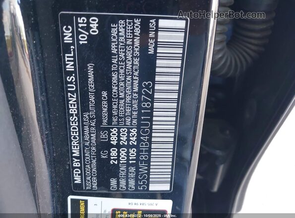 55SWF8HB4GU118723 2016 MERCEDES-BENZ AMG C 63 Black Շարժիչի բաժամունքի տեսք