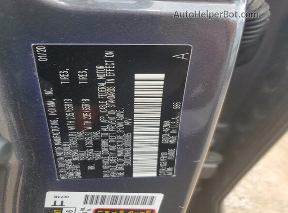5TDCZRAH0LS006085 2020 TOYOTA HIGHLANDER Gray VIN კოდის სტიკერის ხედი