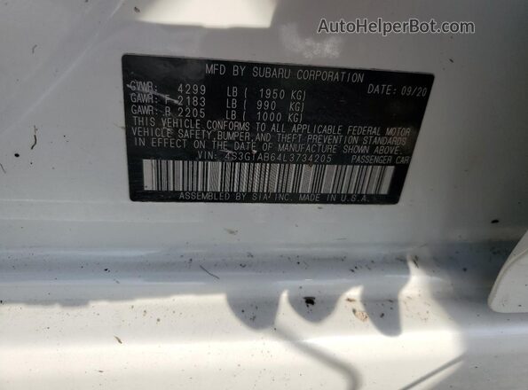 4S3GTAB64L3734205 2020 SUBARU IMPREZA White Engine compartment view