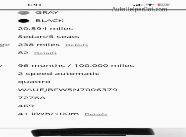 WAUEJBFW5N7006379 2022 AUDI E-TRON Charcoal Սալոնի հետևի տեսք
