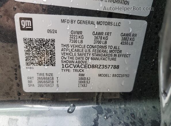 1GCVACED8RZ357788 2024 CHEVROLET ALL MODELS Charcoal Панорамний вид салону 360°