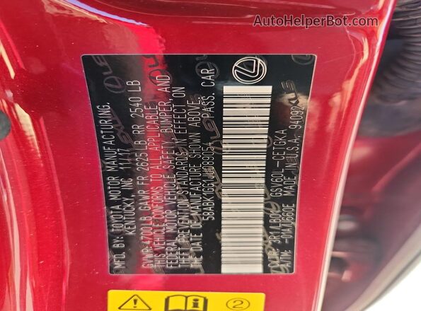 58ABK1GG1JU089054 2018 LEXUS ES Red 