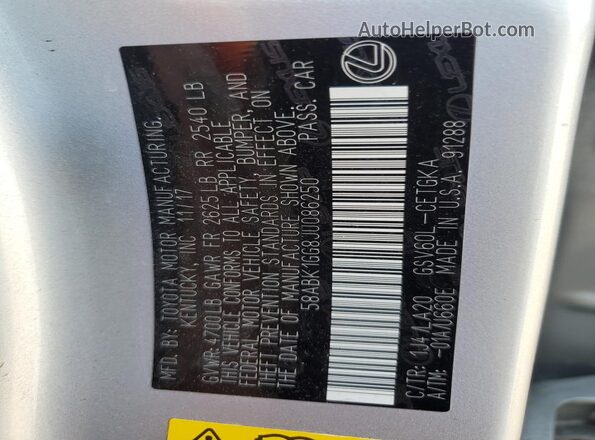 58ABK1GG8JU086250 2018 LEXUS ES Silver 
