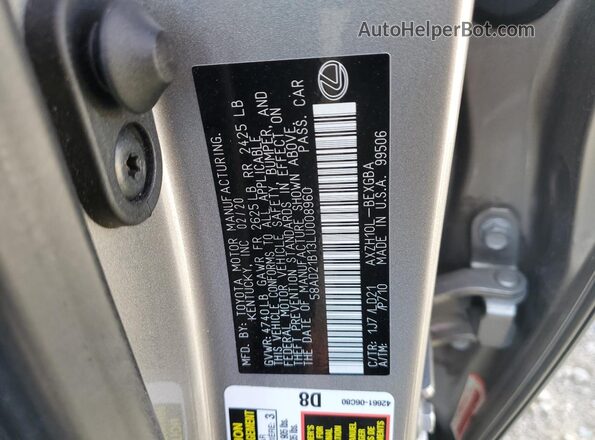 58AD21B13LU008960 2020 LEXUS ES Серебряный Вид подкапотного пространства