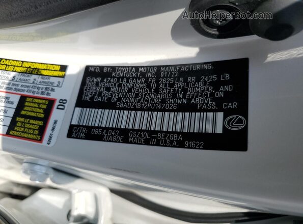 58ADZ1B12PU147026 2023 LEXUS ES White 