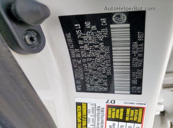 58ADZ1B13LU079362 2020 LEXUS ES Белый Вид подкапотного пространства