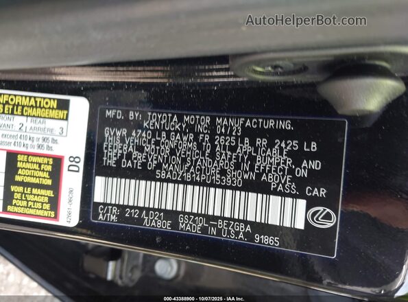 58ADZ1B14PU153930 2023 LEXUS ES 350 Black Widok komory silnika