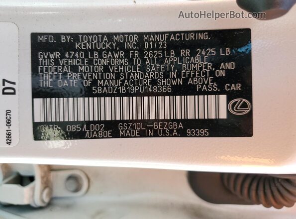 58ADZ1B19PU148366 2023 LEXUS ES Белый 