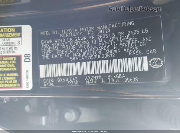 58AEA1C15RU039612 2024 LEXUS ES 300H Blue 