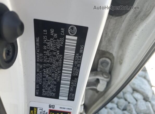 58AEZ1B11LU068428 2020 LEXUS ES Белый Вид подкапотного пространства