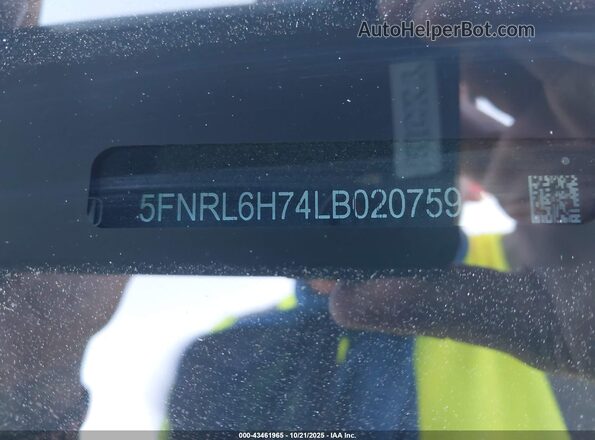 5FNRL6H74LB020759 2020 HONDA ODYSSEY Silver Widok komory silnika