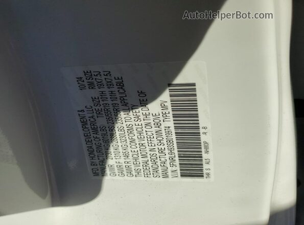 5FNRL6H93SB019974 2025 HONDA ODYSSEY White Vista de la etiqueta del VIN