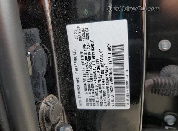 5FPYK3F13MB000460 2021 HONDA RIDGELINE Black Widok komory silnika