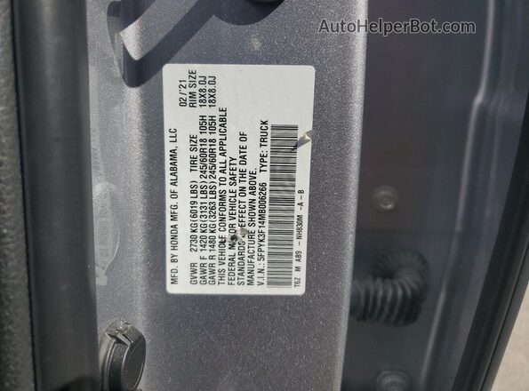 5FPYK3F14MB006266 2021 HONDA RIDGELINE Silver Вид підкапотного простору