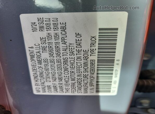 5FPYK3F14SB009858 2025 HONDA RIDGELINE Gray VIN sticker view