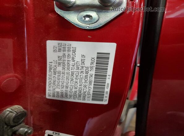 5FPYK3F19MB017943 2021 HONDA RIDGELINE Burgundy Engine compartment view