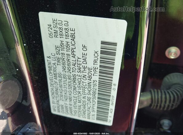 5FPYK3F56RB021975 2024 HONDA RIDGELINE Black ძრავის განყოფილების ხედი