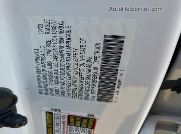 5FPYK3F59PB068110 2023 HONDA RIDGELINE White Engine compartment view