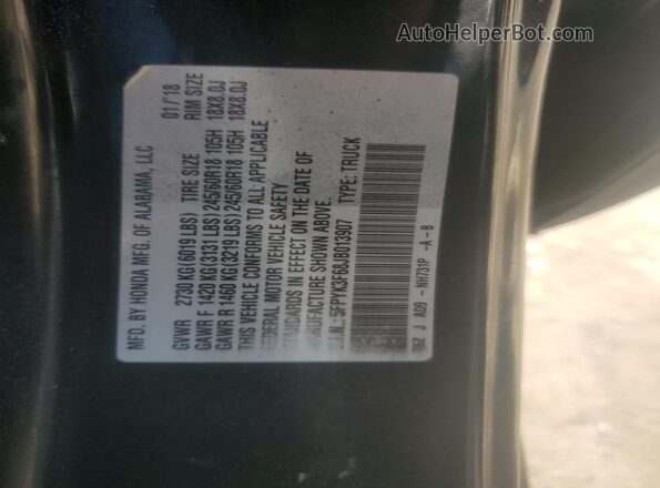 5FPYK3F68JB013907 2018 HONDA RIDGELINE Black 