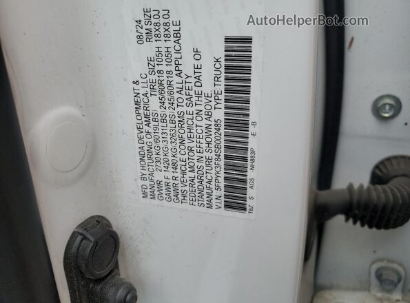5FPYK3F84SB002485 2025 HONDA RIDGELINE White 