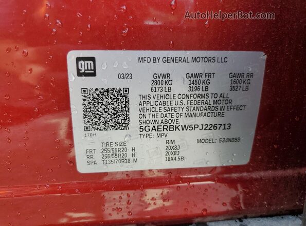 5GAERBKW5PJ226713 2023 BUICK ENCLAVE Red 