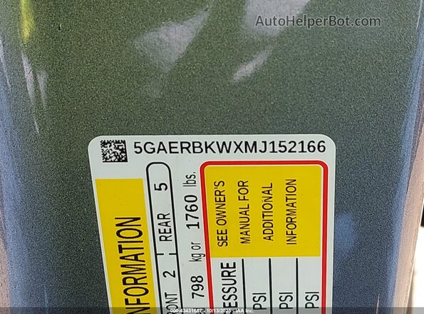 5GAERBKWXMJ152166 2021 BUICK ENCLAVE Gray Engine compartment view