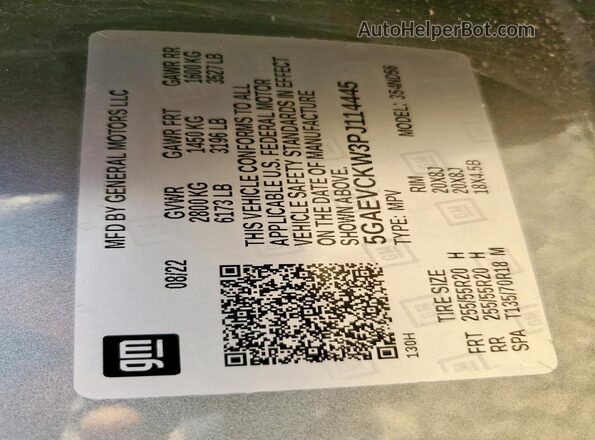 5GAEVCKW3PJ114445 2023 BUICK ENCLAVE Gray Vista interior de 360 grados