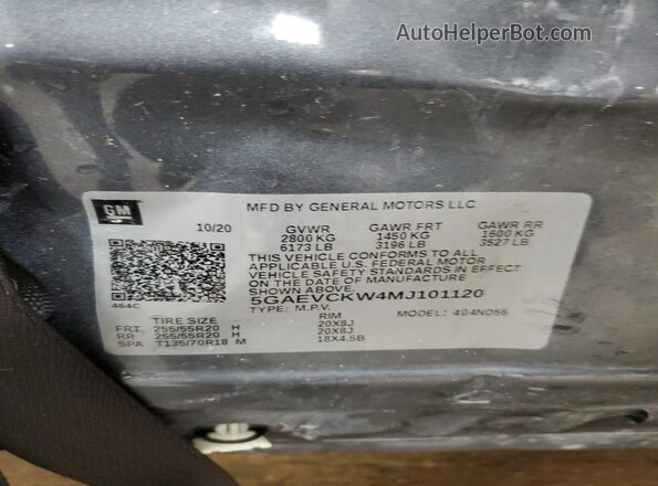 5GAEVCKW4MJ101120 2021 BUICK ENCLAVE Gray 360 interior view