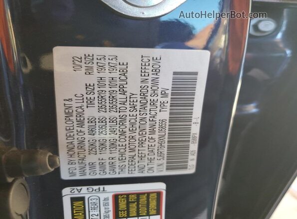 5J6RT6H9XNL058556 2022 HONDA CR-V Blue 