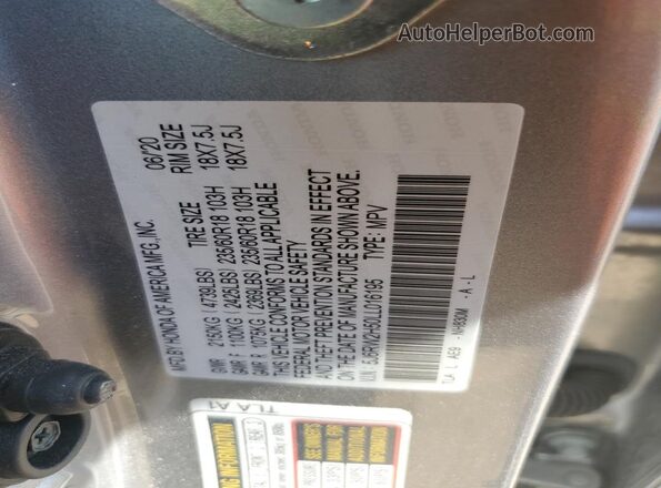 5J6RW2H50LL016195 2020 HONDA CR-V Gray ძრავის განყოფილების ხედი