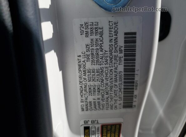5J8TC2H51SL005579 2025 ACURA RDX Белый Вид наклейки с VIN-кодом