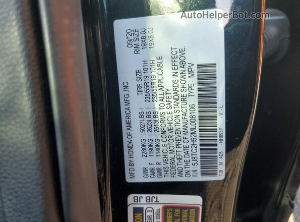 5J8TC2H52ML008106 2021 ACURA RDX Black VIN sticker view