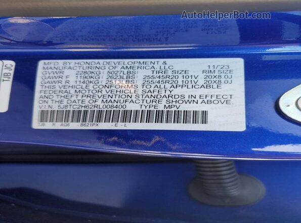 5J8TC2H62RL008400 2024 ACURA RDX Blue 