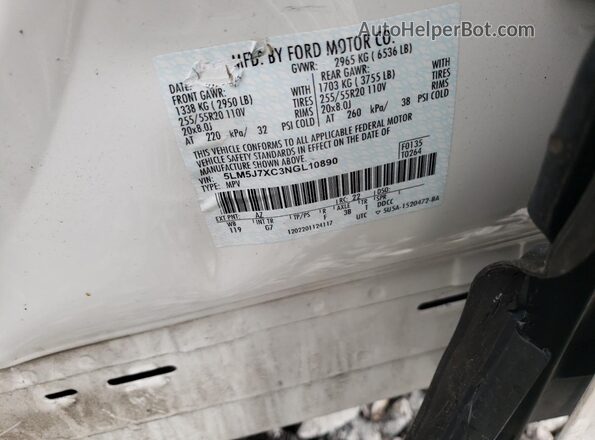 5LM5J7XC3NGL10890 2022 LINCOLN AVIATOR White 