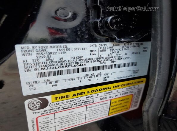 5LMJJ3LG5REL00444 2024 LINCOLN NAVIGATOR Black სალონის 360-გრადუსიანი ხედი
