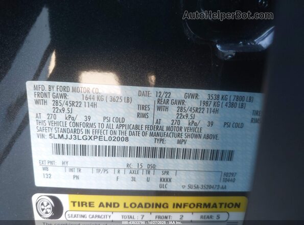 5LMJJ3LGXPEL02008 2023 LINCOLN NAVIGATOR Black Widok komory silnika