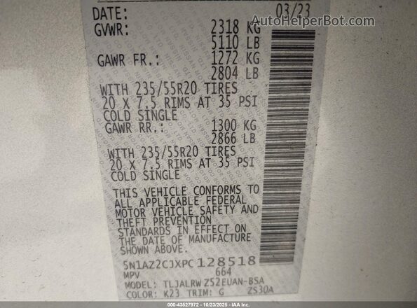 5N1AZ2CJXPC128518 2023 NISSAN MURANO Silver Вид підкапотного простору