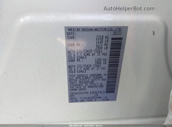 5N1AZ2DJ7PC109763 2023 NISSAN MURANO White Vista del compartimento del motor