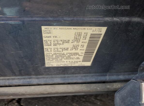 5N1AZ2MH2GN155308 2016 NISSAN MURANO Blue Вид підкапотного простору