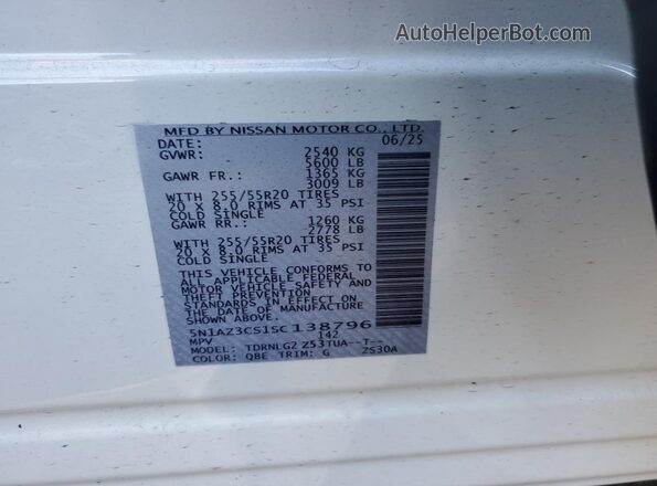 5N1AZ3CS1SC138796 2025 NISSAN MURANO White 