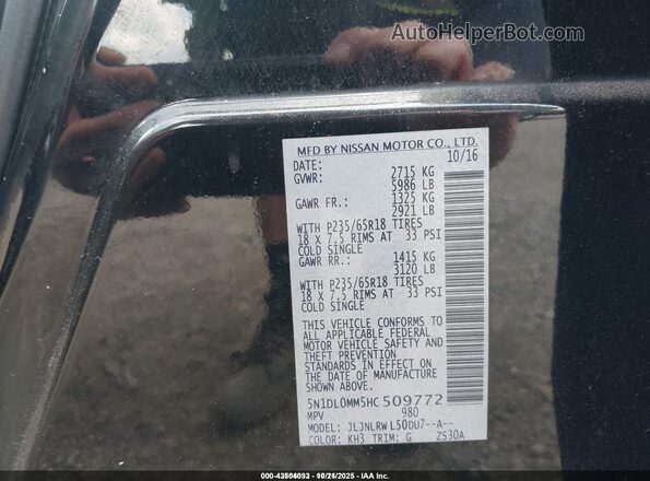 5N1DL0MM5HC509772 2017 INFINITI QX60 Black Engine compartment view