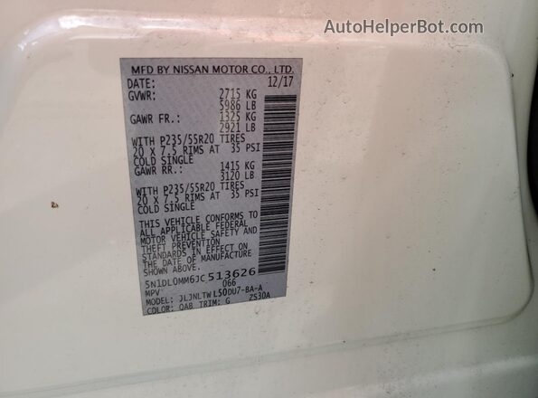 5N1DL0MM6JC513626 2018 INFINITI QX60 White 
