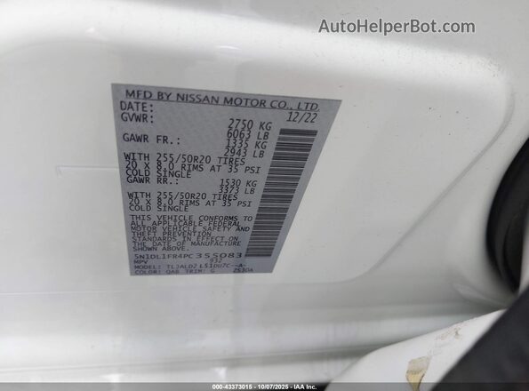 5N1DL1FR4PC355083 2023 INFINITI QX60 White 