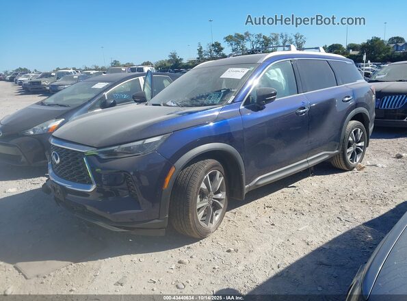 5N1DL1FS2NC341697 2022 INFINITI QX60 Blue წინა მარცხენა ხედი სამი მეოთხედიდან