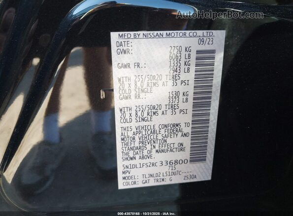 5N1DL1FS2RC336800 2024 INFINITI QX60 Black Вид підкапотного простору